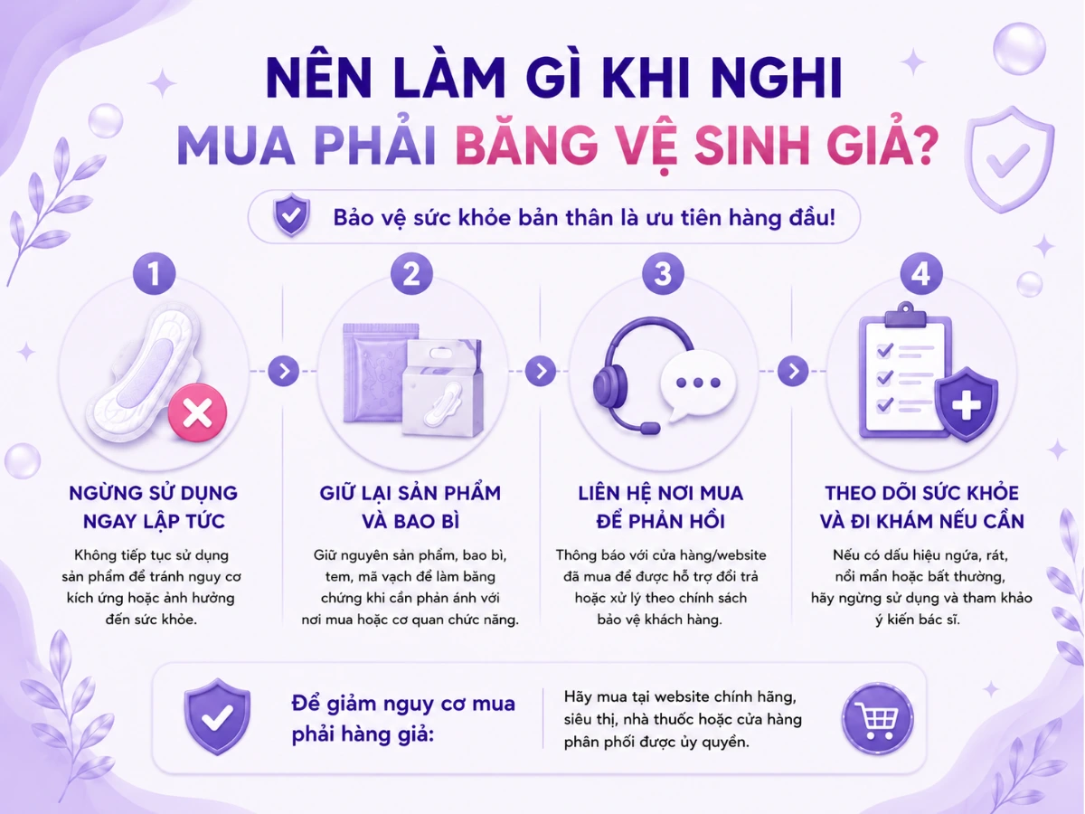 Nên làm gì khi nghi mua phải băng vệ sinh giả.